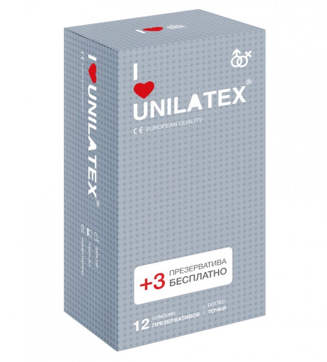 Презерватив "Unilatex" с точечной поверхностью, 15шт 