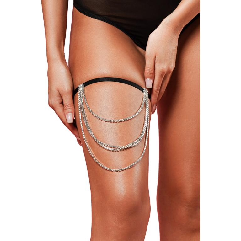 Подвязка с цепочками-кристаллами "Amor El" черная 