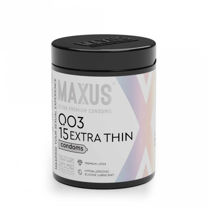 Презервативы экстра тонкие "Maxus 003" в футляре, 15шт 